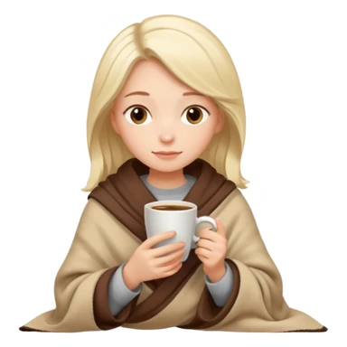 Beige hair Girl drinking coffee, reading book with a cozy blanket sticker
