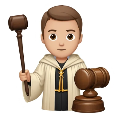 Liam Wearing judge’s robe  holding a gavel  sticker