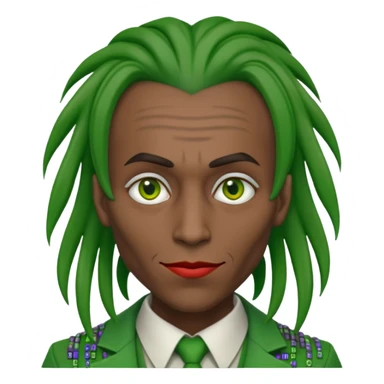 joker with dark skin, green dreadlocks, and binary code motifs sticker