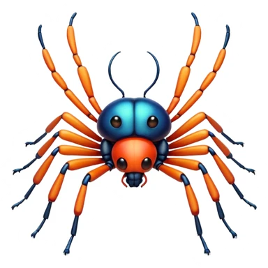 3D iPhone style emoji of a cute bug, colorful and detailed, six legs, shiny exoskeleton, isolated on white background, soft shadows, high detail, playful and cute. sticker