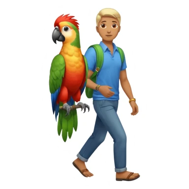 Walker + parrot on shoulder, Pet Walkers, Full body with walk pose sticker