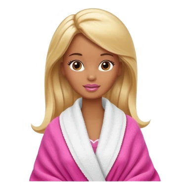Brown skin blonde hair Barbie with face wash on and hair in towel sticker