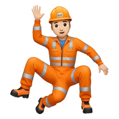 engineer hi-vis orange overalls falling over sticker