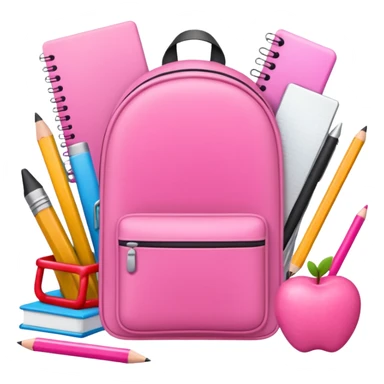 Pink school supplies sticker