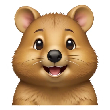 Cinematic Comical Quokka Portrait Emoji, Head tilted dramatically with an exaggeratedly amused expression, featuring a quirky, fluffy brown fur with a wide, playful grin and expressive eyes filled with humorous disbelief, Simplified yet hilariously expressive features, highly detailed, glowing with a slightly sassy glow, high shine, dramatic yet playful, stylized with an air of cheeky marsupial mischief, bright and endearing, soft glowing outline, capturing the essence of a spirited and over‐the‐top quokka, so meme‐worthy it feels like it could beam its way into internet fame instantly! sticker