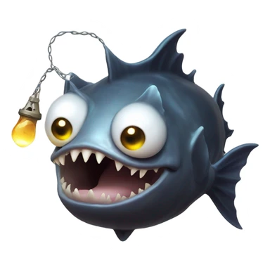 Anglerfish with a glowing lure hanging from its forehead, sharp teeth, and big eyes. sticker