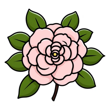 elegant red camellia japonica with glossy petals sticker