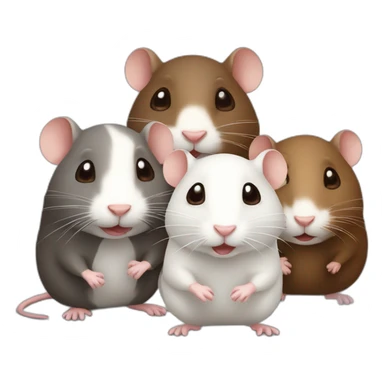 Three cute rats, one white, the other two brown sticker