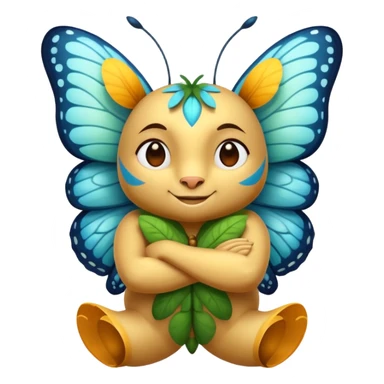 forest spirit character arms crossed confident smirk butterflies around sticker