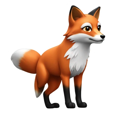 red fox with black and white accents sticker