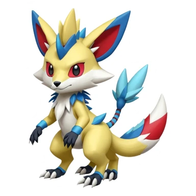 Shiny Cool Futuristic Cute Adorable Smooth Zeraora-Lombax-Sergal-Zangoose-Protogen-grem2-Wickerbeast-Pokémon, full body sticker