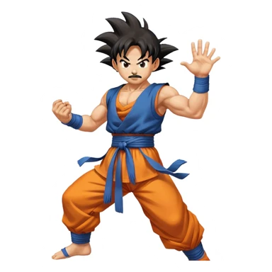Mustached son goku in Kamehameha pose sticker