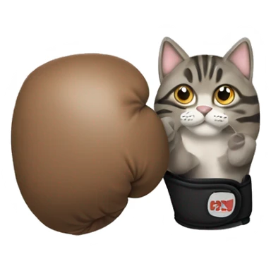 brown grey tabby cat boxing gloves  sticker