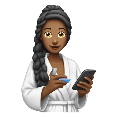 woman in a bathrobe texting  sticker