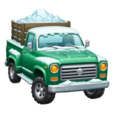 green pickup truck filled with snow sticker