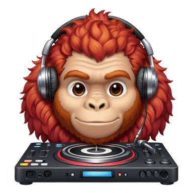 Dj Gorilla with red curly hair sticker