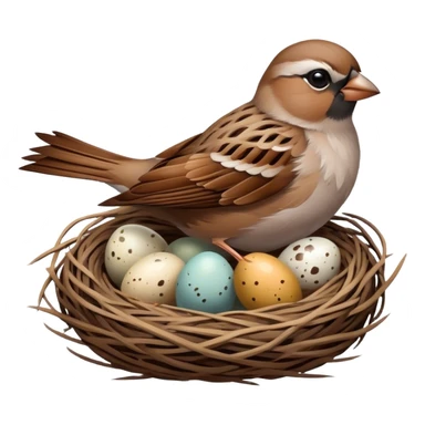 Sparrow in a nest sticker