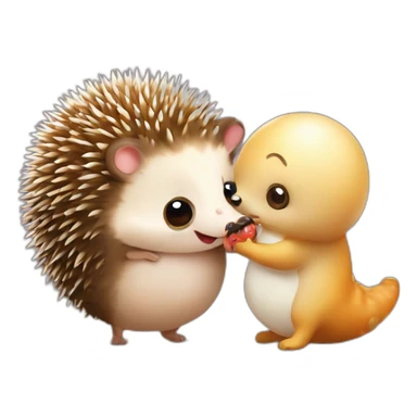 cute hedgehog and lovley snail kissing sticker