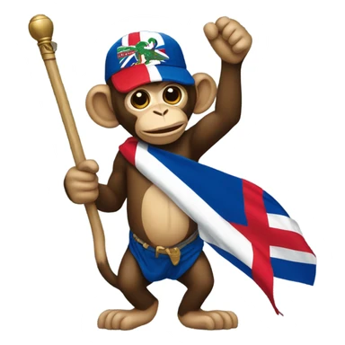 Monkey holding Dominican flag sticker