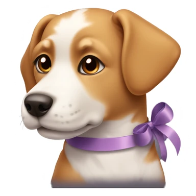 Base Shape: A cute dog face, similar to the 🐕 emoji, with friendly eyes, a small nose, and a happy expression.
Addition: A decorative ribbon (🎀) tied around one of the dog's ears or around its neck like a collar. sticker