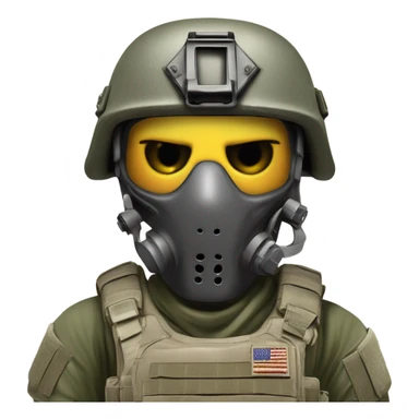 A highly detailed emoji of a soldier resembling Ghost from Call of Duty, wearing a tactical skull mask and military gear. The soldier has an intense and determined expression. The background is minimal or transparent for an emoji-friendly look. The letters 'GG' are clearly visible, either on the soldier’s helmet, patch, or as a bold overlay. The color scheme should be military-style with dark tones, greys, and tactical camo. The style should be compact and high-contrast, making it easily readable at small sizes. sticker
