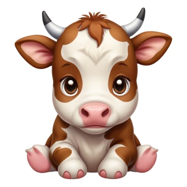 sad baby cow giving puppy dog eyes sticker