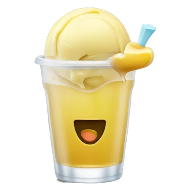 apple juice with one scope of yellow ice cream in it sticker