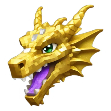 Minecraft Glitter Gold Dragon Head With Diamond Horn sticker