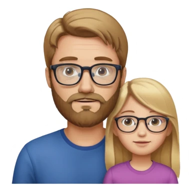 je voudrai un emoji d'un papa chatain avec une barbe chatain et de sa fille aux cheveux longs et blonds avec des lunettes sticker