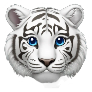 Fat cute white tiger with blue eyes sticker
