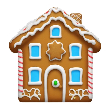 Plain gingerbread house front facing with only white frosting sticker