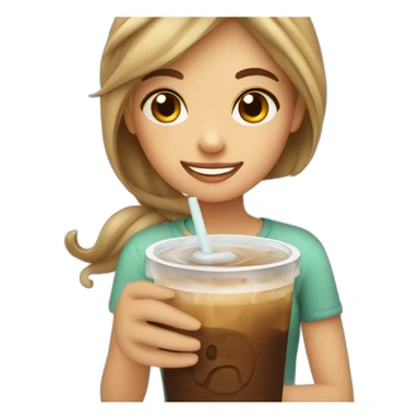 a girl enjoying her iced coffee  sticker