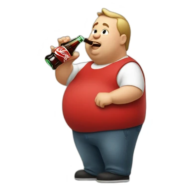 Fat man drinking coca cola sticker