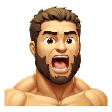 Cinematic Realistic Hercules Portrait, head tilted slightly with a dramatic, wide-open yawn, revealing a moment of relaxed strength. The lifelike textures of his powerful form and subtle, sunlit highlights emphasize his heroic presence even in a state of casual repose. sticker