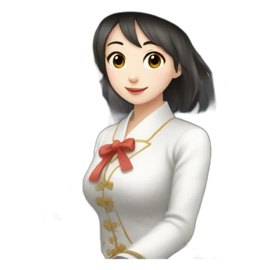 white horse riding japanese cute girl sticker