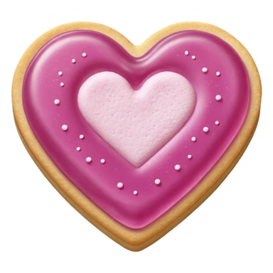 Realistic shortbread cookie in the shape of a heart with light margenta jelly middle filling and sprinkled powder sugar on top. sticker