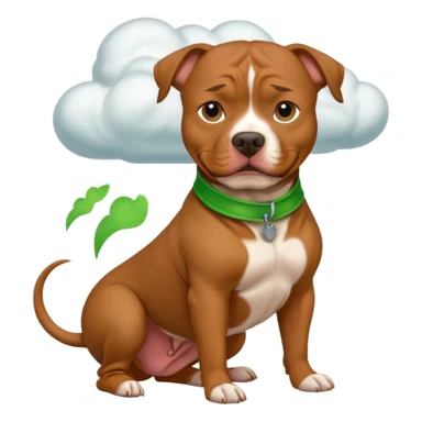 brown pit bull dog with green burp cloud  sticker