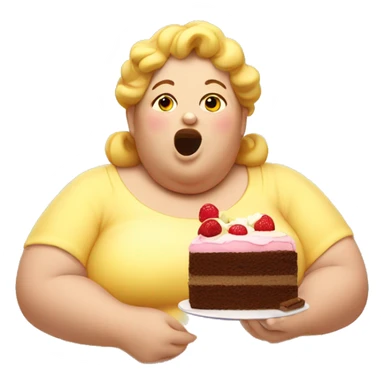fat lady eating cake  sticker