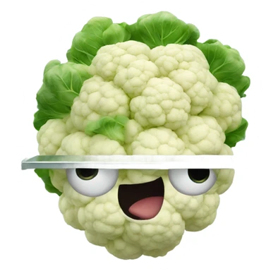 cauliflower looks into the mirror with big eyes sticker