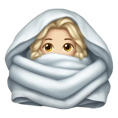 White girl snuggled in a blanket freezing sticker