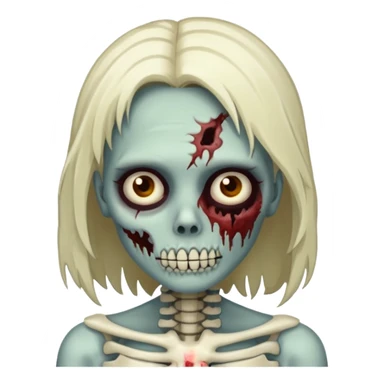 Undead zombie girl with half skeleton face sticker