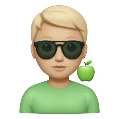 Clean 3D memoji emoji, smooth Apple emoji style, black sunglasses, calm expression, Matrix movie aesthetic, faint green code glow, minimalist, dark cinematic background, high resolution. sticker