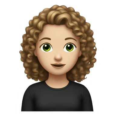 Brown Curly hair white girl with green eyes in black longsleeve  sticker