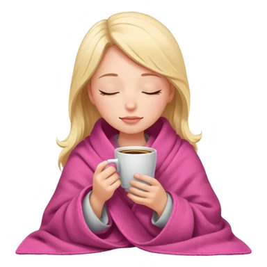 girl inside a blanket sipping coffee eyes closed parda com panos Rosa’s sticker