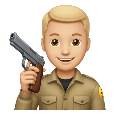 Smiling emoji guy with gun sticker