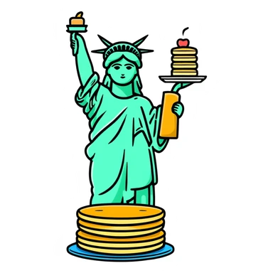 Statue of Liberty holding a stack of pancakes sticker