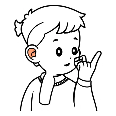 Person pointing to ear, deaf individual sticker