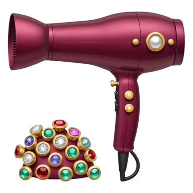 burgundy blow dryer covered in jewelry sticker