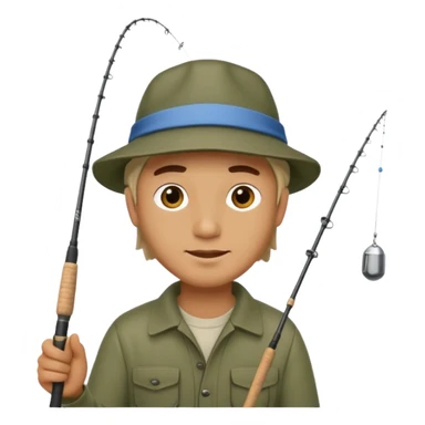 man casting a fishing rod sticker