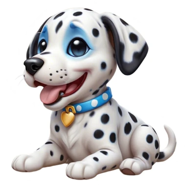Cinematic Cute Yawning Harlequin Dalmatian Portrait Emoji, Head tilted slightly with a dramatic, wide-open yawn, showcasing a smooth Fur of predominantly white with bold black patches, floppy ears slightly drooping, round blue eyes barely open in drowsy contentment, Simplified yet irresistibly adorable features, highly detailed, glowing with a soft, cozy glow, high shine, relaxed yet expressive, stylized with a touch of whimsy, bright and endearing, soft glowing outline, capturing the essence of a sleepy yet affectionate guardian, so drowsy it feels like it could stretch out of the screen and curl up for a nap! sticker